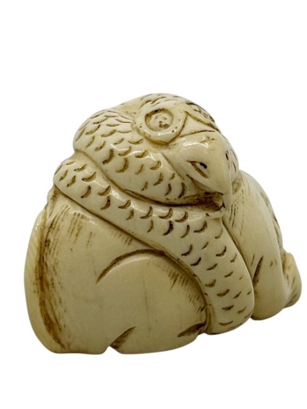 Meiji - Taisho carved Ivory monkey & snake Japanese netsuke - Picture 3 of 5